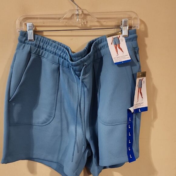 Mondetta Soft Ribbed Active Shorts - Blue Large NWT - Picture 1 of 5